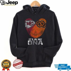 It's in My DNA Kansas City Chiefs & Oklahoma State Cowboys Heart T Shirt