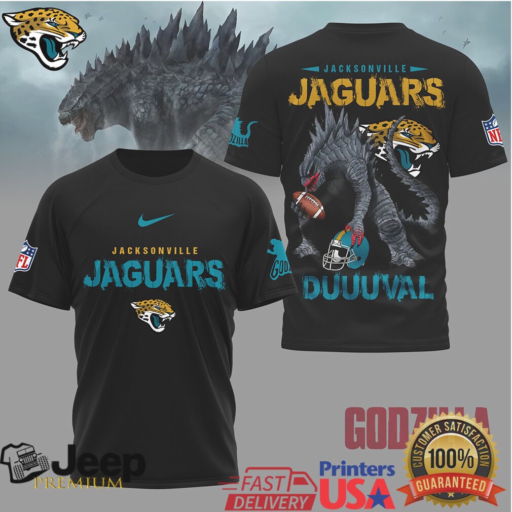 Jacksonville Jaguars Official NFL Godzilla Football Shirt Jacksonville Jaguars Official NFL Godzilla Football Shirt