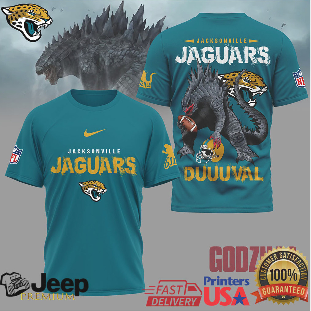 Jacksonville Jaguars Official NFL Godzilla Football Shirt Jacksonville Jaguars Official NFL Godzilla Football Shirt