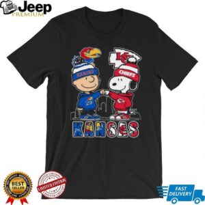 Kansas City Chiefs & KU Jayhawks Snoopy & Charlie Brown T Shirt
