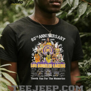 Los Angeles Lakers 80th Anniversary 1946 2026 Signatures Thank You For The Memories Shirt Los Angeles Lakers 80th Anniversary 1946 2026 Signatures Thank You For The Memories Shirt