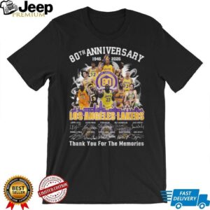 Los Angeles Lakers 80th Anniversary 1946 2026 Signatures Thank You For The Memories Shirt
