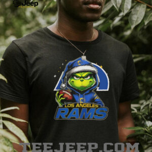 Los Angeles Rams Grinch Santa Hat Football T Shirt Los Angeles Rams Grinch Santa Hat Football T Shirt