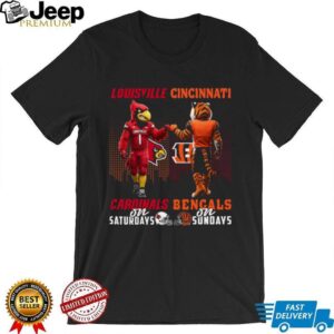 Louisville Cardinals & Cincinnati Bengals Split Fan T Shirt