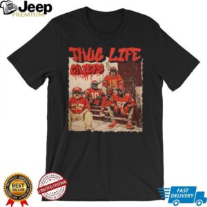 Mahomes, Kelce, Jones, and Pacheco Thug Life Bootleg Rap T Shirt.