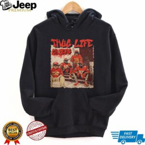 Mahomes, Kelce, Jones, and Pacheco Thug Life Bootleg Rap T Shirt.