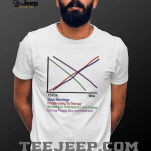 Mass shootings people going to therapy smoking in restaurants and planes 1970s now shirt