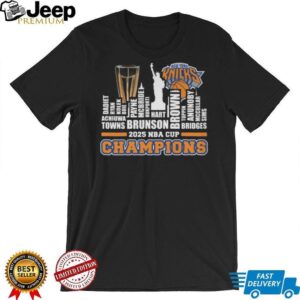 Men's New York Knicks Black 2025 NBA Cup Champions Locker Room T Shirt