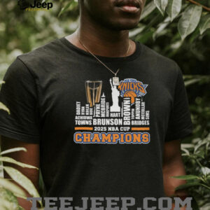 Men's New York Knicks Black 2025 NBA Cup Champions Locker Room T Shirt