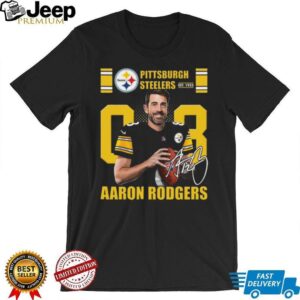 Men's Pittsburgh Steelers Aaron Rodgers Black Name & Number T Shirt