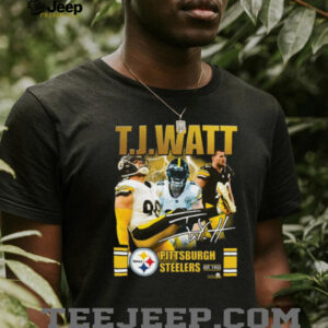 Men’s Pittsburgh Steelers T.J. Watt Player Collage Signature T Shirt Men’s Pittsburgh Steelers T.J. Watt Player Collage Signature T Shirt