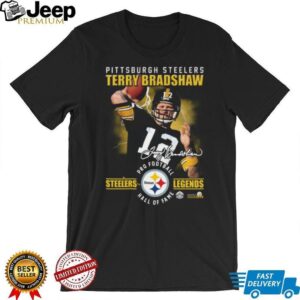 Men's Pittsburgh Steelers Terry Bradshaw Hall of Fame Name and Number T Shirt