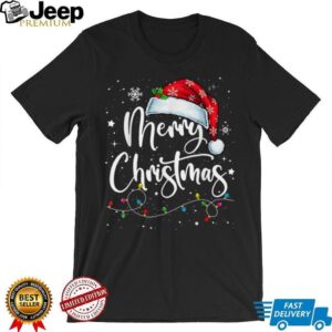 Merry Christmas Lights Santa Hat Xmas Family Matching Pajama T Shirt Merry Christmas Lights Santa Hat Xmas Family Matching Pajama T Shirt