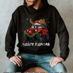 Merry Jeepmas Ugly Light Reindeer Christmas T Shirt
