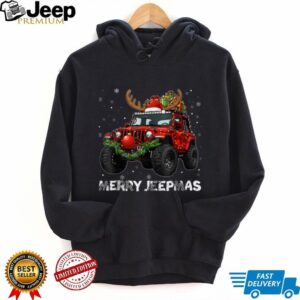 Merry Jeepmas Ugly Light Reindeer Christmas T Shirt
