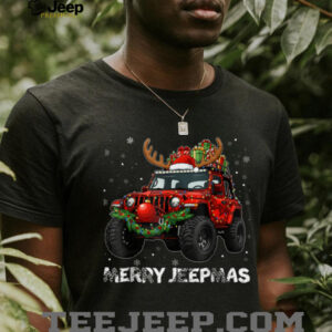 Merry Jeepmas Ugly Light Reindeer Christmas T Shirt