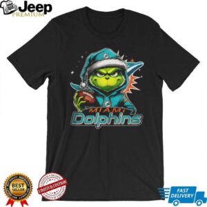 Miami Dolphins Grinch Santa Hat Football T Shirt