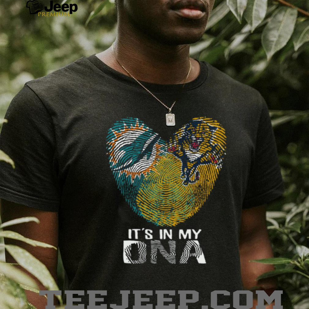 Miami Dolphins & Jacksonville Jaguars DNA Heart T Shirt Miami Dolphins & Jacksonville Jaguars DNA Heart T Shirt
