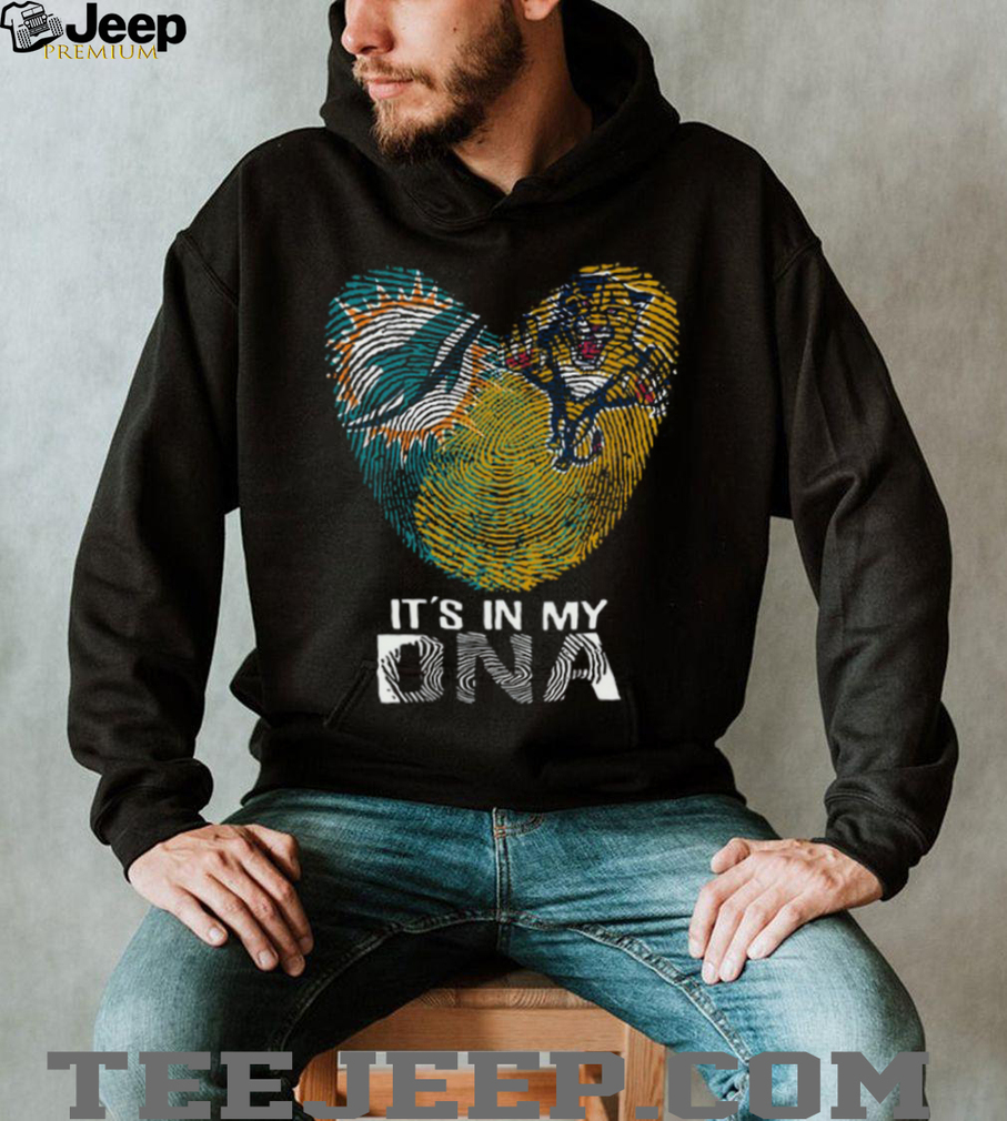 Miami Dolphins & Jacksonville Jaguars DNA Heart T Shirt Miami Dolphins & Jacksonville Jaguars DNA Heart T Shirt