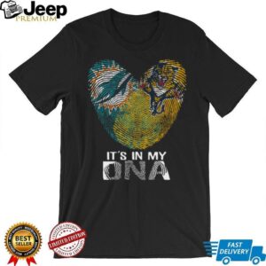 Miami Dolphins & Jacksonville Jaguars DNA Heart T Shirt