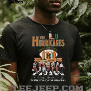 Miami Hurricanes 100 Seasons 1926 2025 Signatures Black T Shirt