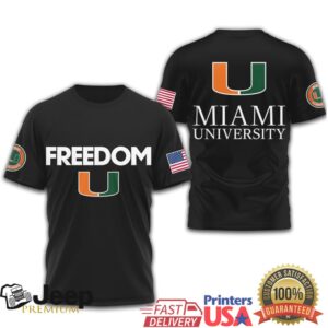Miami Hurricanes Official NCAA Freedom 3D Shirt Miami Hurricanes Official NCAA Freedom 3D Shirt