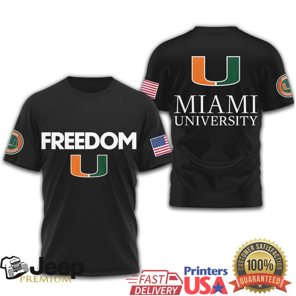 Miami Hurricanes Official NCAA Freedom 3D Shirt Miami Hurricanes Official NCAA Freedom 3D Shirt