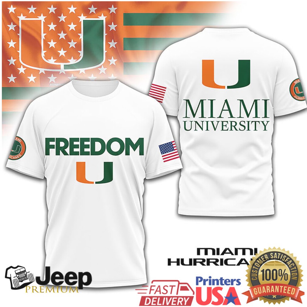 Miami Hurricanes Official NCAA Freedom 3D Shirt Miami Hurricanes Official NCAA Freedom 3D Shirt