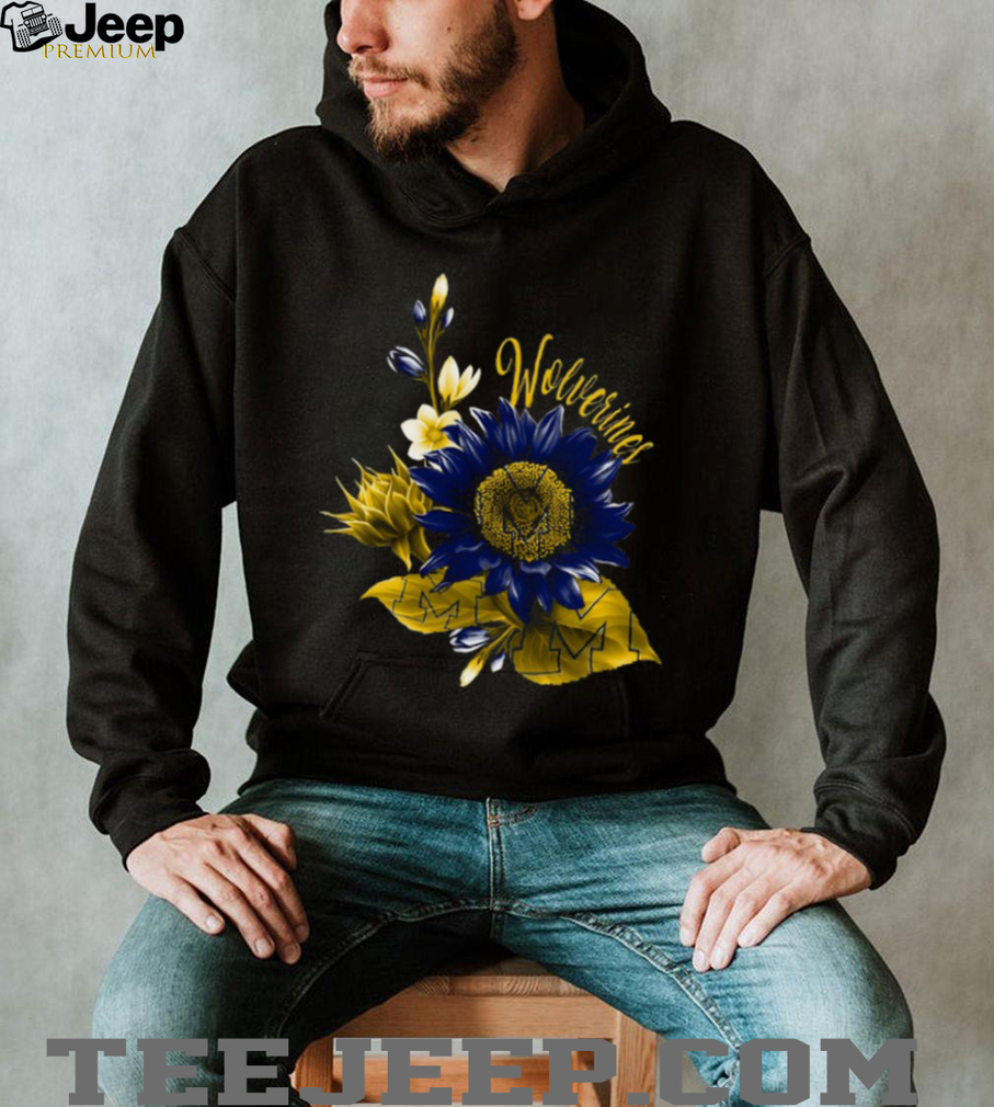 Michigan Wolverines Floral Sunflower T Shirt Maize & Blue Michigan Wolverines Floral Sunflower T Shirt Maize & Blue