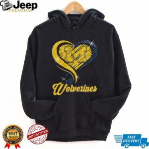 Michigan Wolverines Glitter Heart T Shirt Michigan Wolverines Glitter Heart T Shirt
