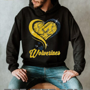 Michigan Wolverines Glitter Heart T Shirt
