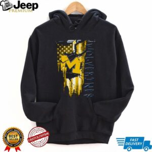 Michigan Wolverines M Logo With American Flag Tear T Shirt Michigan Wolverines M Logo With American Flag Tear T Shirt