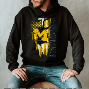 Michigan Wolverines M Logo With American Flag Tear T Shirt