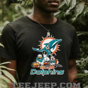 Mickey Mouse Donald Duck Goofy Miami Dolphins Fan Gear T Shirt