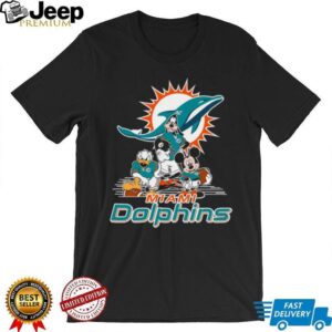 Mickey Mouse Donald Duck Goofy Miami Dolphins Fan Gear T Shirt