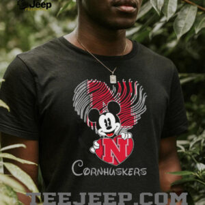 Mickey Mouse Nebraska Cornhuskers Fingerprint Heart Shirt