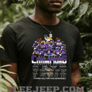 Minnesota Vikings 2022 NFC North Champions T Shirt, Player Signatures, Thank You For The Memories