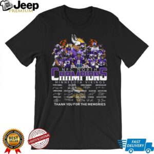 Minnesota Vikings 2022 NFC North Champions T Shirt, Player Signatures, Thank You For The Memories