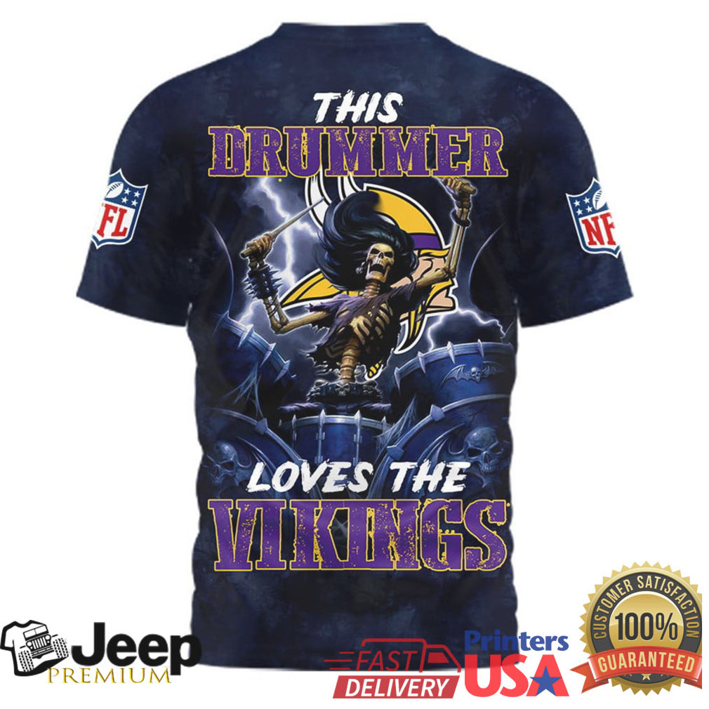 Minnesota Vikings Official NFL Drummer 3D Shirt Minnesota Vikings Official NFL Drummer 3D Shirt
