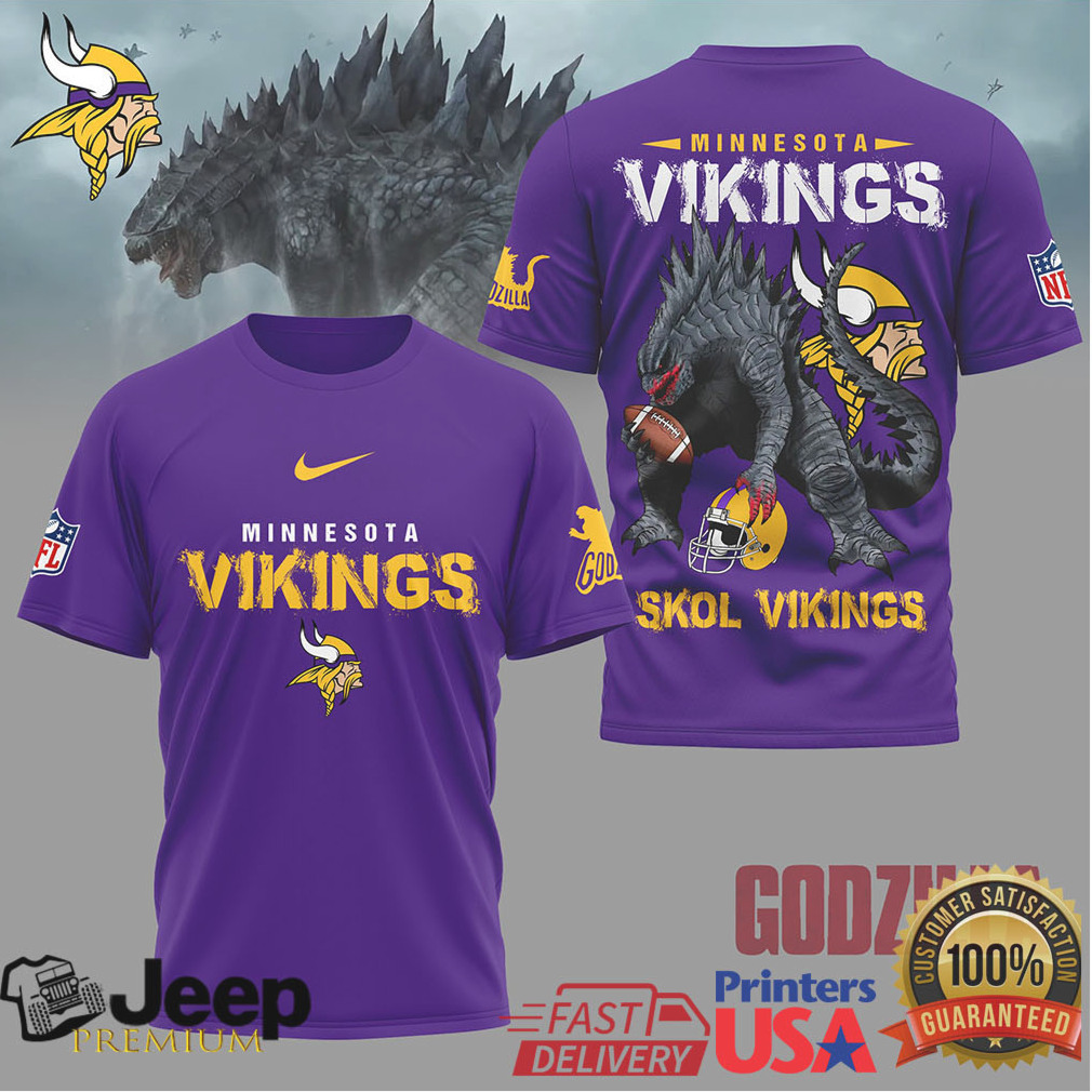 Minnesota Vikings Official NFL Godzilla Football Shirt Minnesota Vikings Official NFL Godzilla Football Shirt