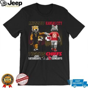 Mizzou Tigers & Kansas City Chiefs Saturdays & Sundays Fan T Shirt