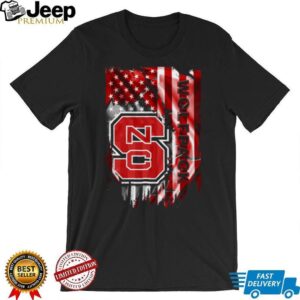 NC State Wolfpack Men’s Black Distressed American Flag T Shirt NC State Wolfpack Men’s Black Distressed American Flag T Shirt