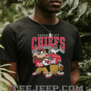 NFL Kansas City Chiefs Bugs Bunny and Tasmanian Devil Football Team Player T Shirt