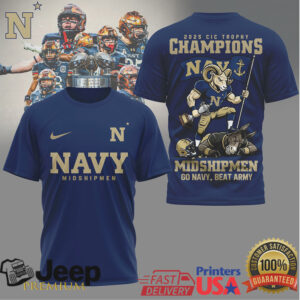 Navy Midshipmen 2025 CIC Trophy Champions T Shirt