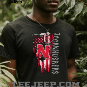 Nebraska Cornhuskers Distressed American Flag Shirt