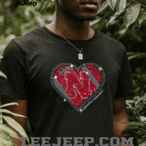 Nebraska Cornhuskers Glitter Heart Football T Shirt