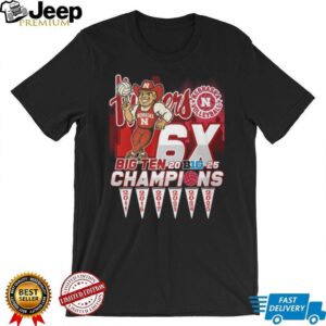 Nebraska Cornhuskers Volleyball 6x Big Ten Champions 2025 T Shirt