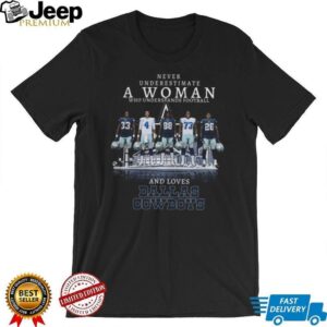 Never Underestimate A Woman Who Loves Dallas Cowboys T Shirt