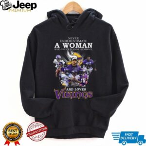 Never Underestimate A Woman Who Understands Football And Loves Vikings T Shirt