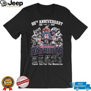 New England Patriots 65th Anniversary 1960 2025 Players Signatures Thank You For The Memories T Shirt New England Patriots 65th Anniversary 1960 2025 Players Signatures Thank You For The Memories T Shirt